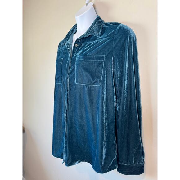 Umgee Whimsigoth Plus Size 1XL Crushed Velvet Button Down Shirt Tunic Jewel Tone - Picture 8 of 12